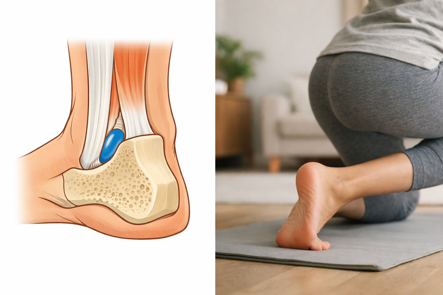 Anatomical relationship between the Achilles tendon, heel bone, and retrocalcaneal bursa