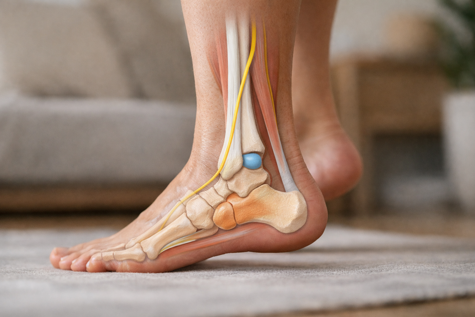 Anatomical comparison of tendon, bursa, nerve, and bone structures in the foot and ankle