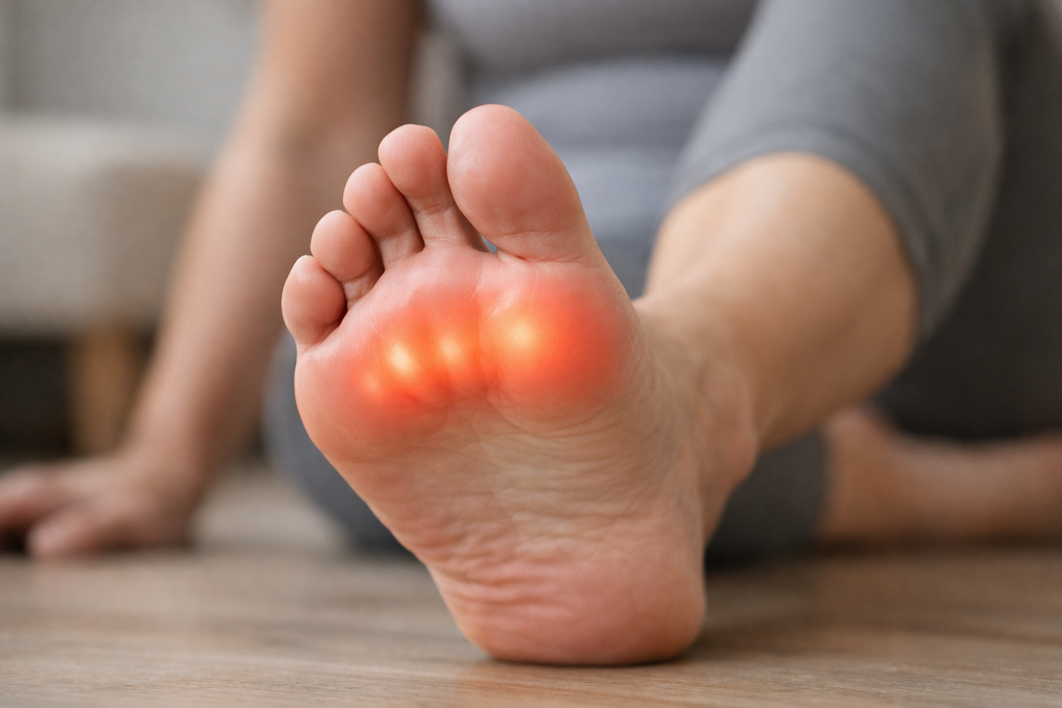 Illustration of the ball of the foot area where metatarsalgia pain typically occurs