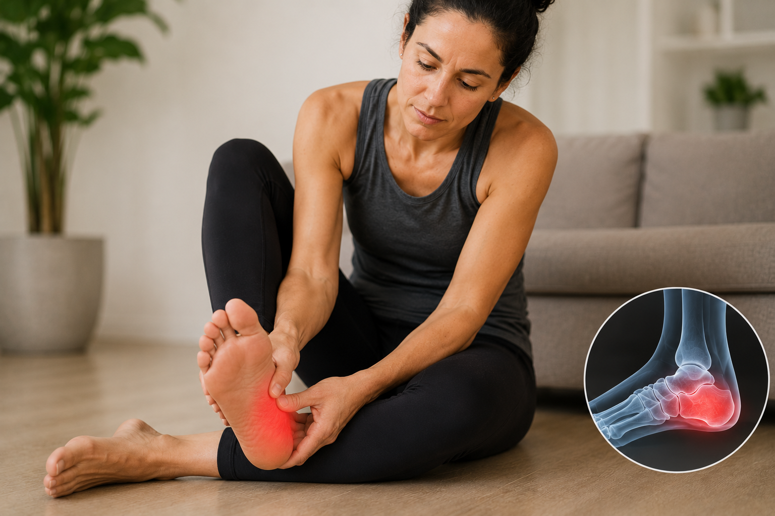 Comparison of gradual overuse heel pain versus acute inflammatory heel pain with visible swelling and redness