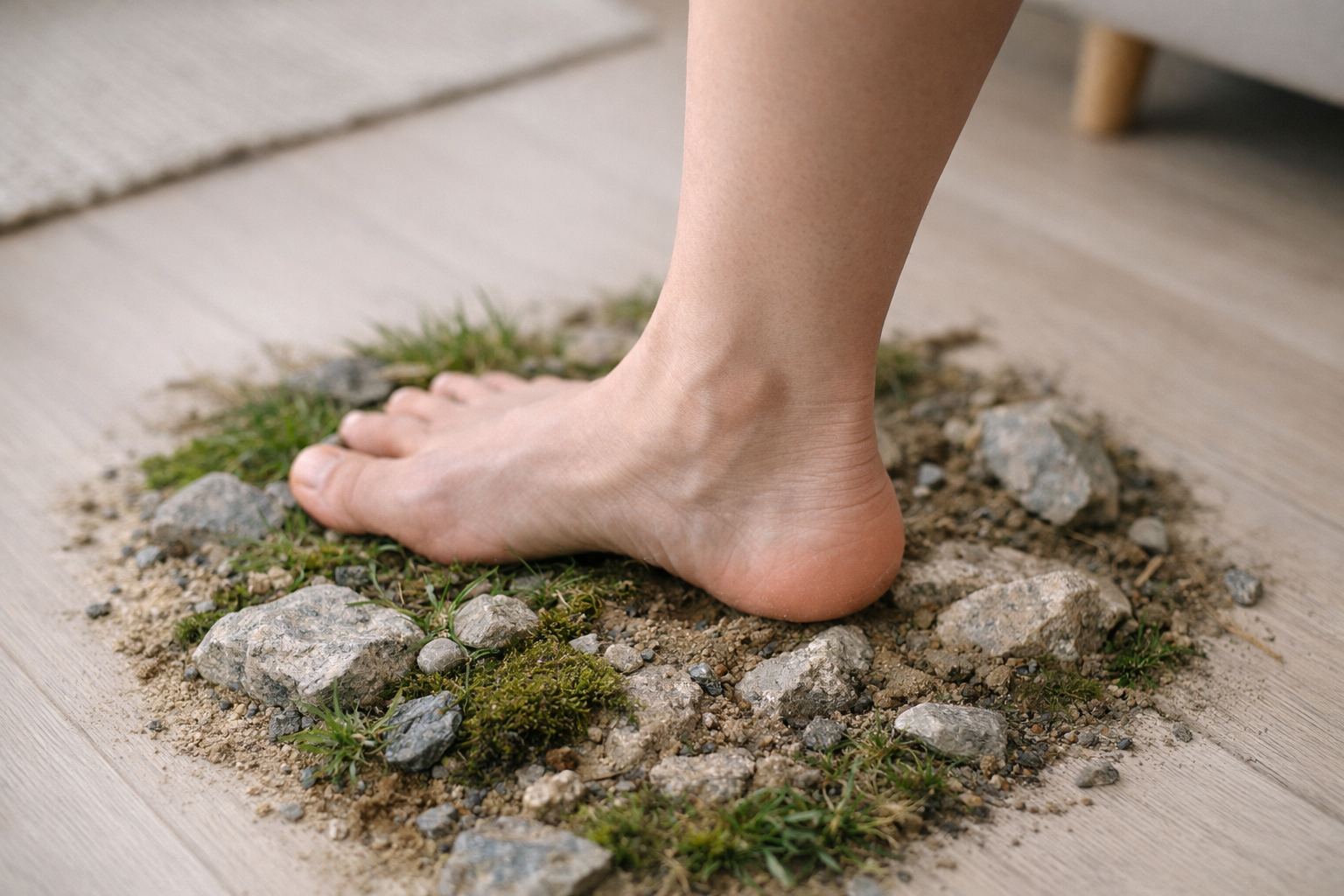 Ankle stability work on uneven natural surface for proprioception training