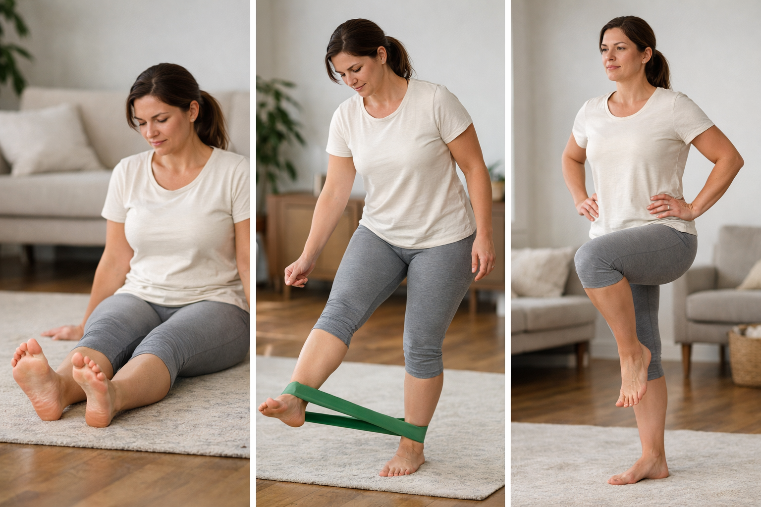 Progressive ankle strengthening and balance exercises for sprain recovery