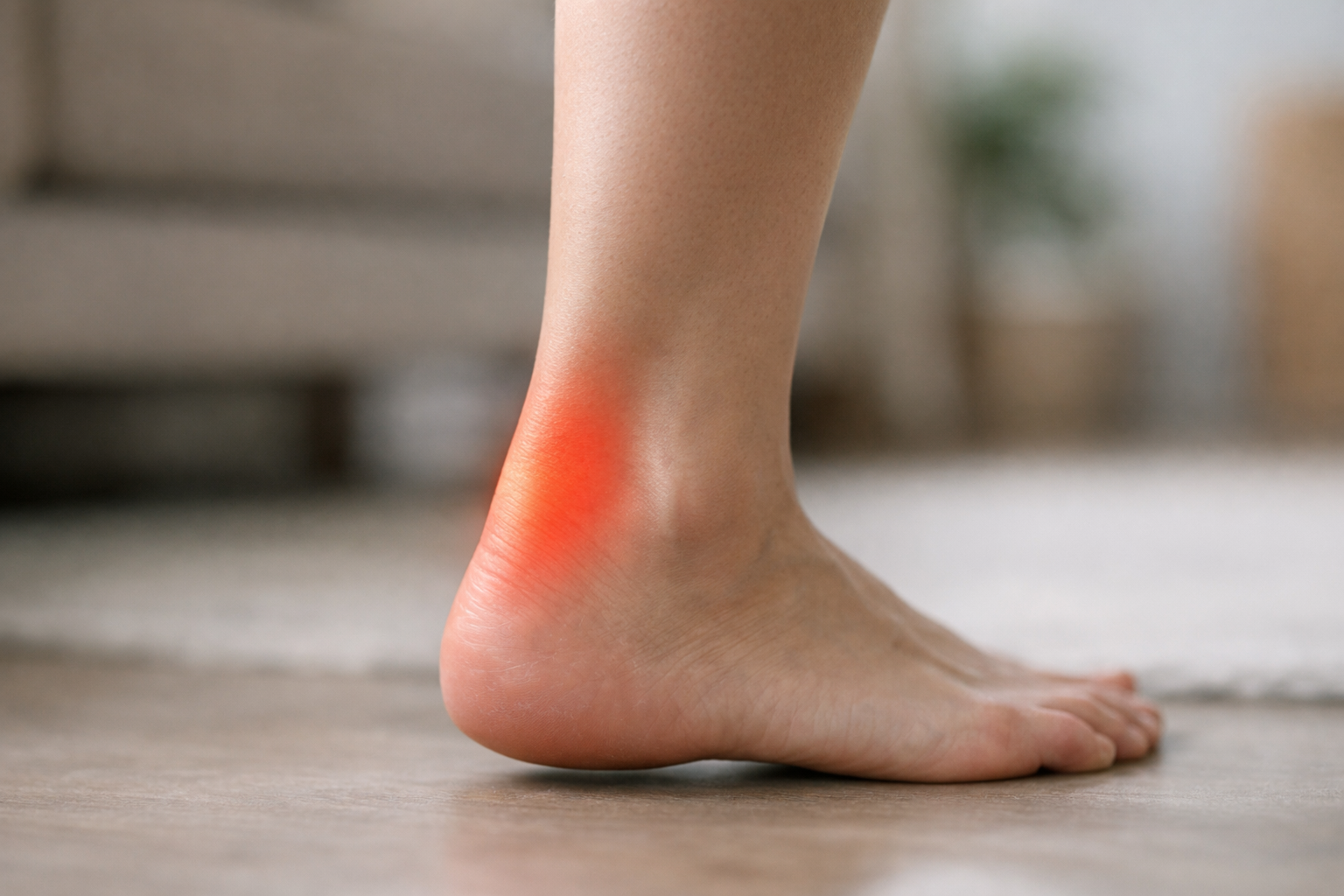 Illustration of the Achilles tendon and heel pain location
