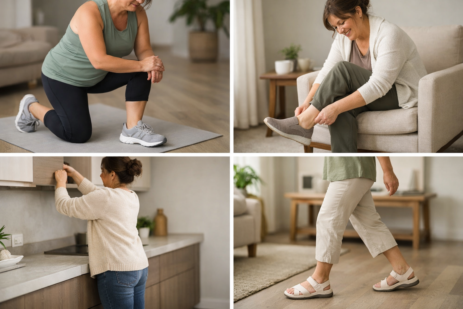 Various styles of supportive women's orthopedic shoes displayed to show different construction features and design options