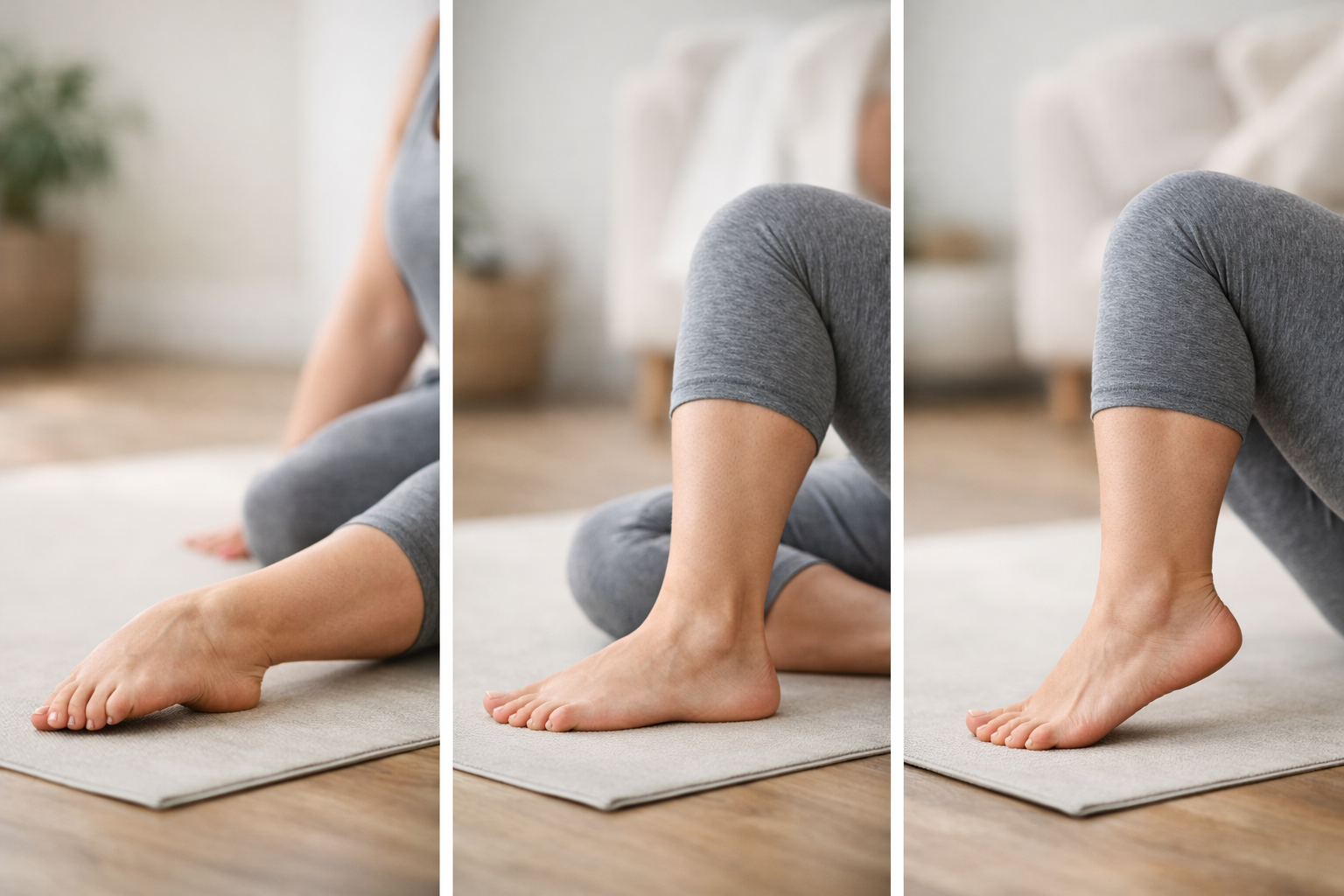 Progressive foot positioning stages during Achilles rupture rehabilitation