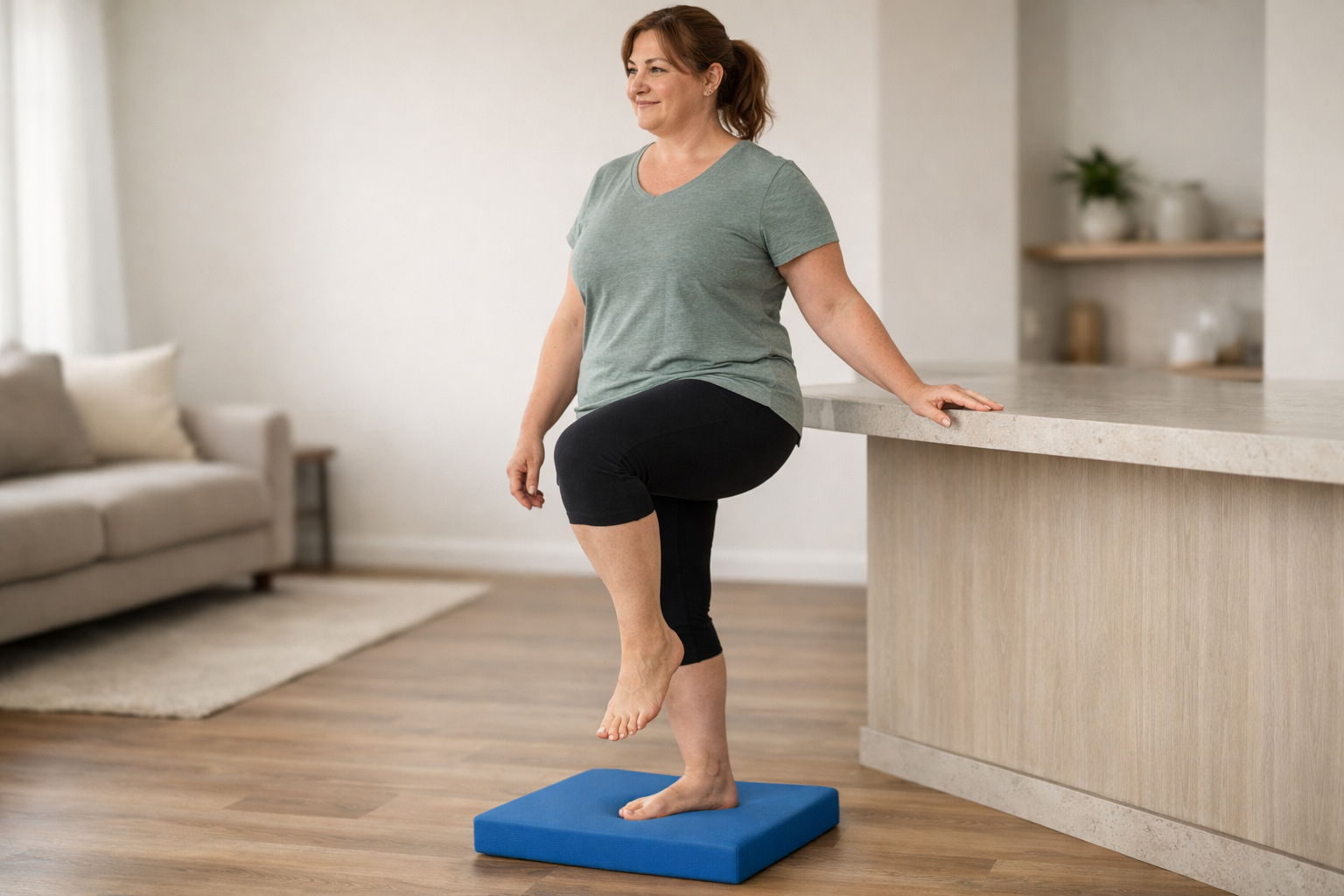 Single-leg balance stance on unstable surface for proprioception training