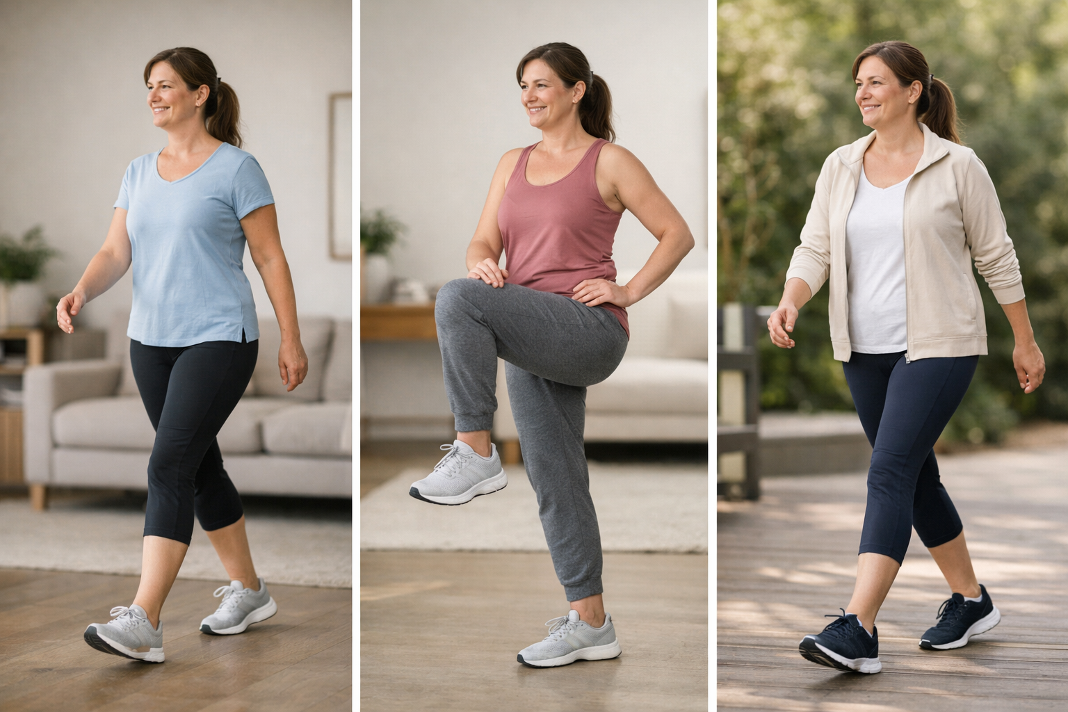Person walking or exercising at a controlled, sustainable pace
